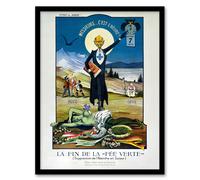 Artery8 Wall Art Print Swiss Vintage Advert Anti Absinthe Prohibition 1910 The End of the Green Fairy Pub Bar Décor Art Framed | Size: W12" x H16" Artery8 Blue W12" x H16"