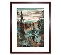 Artery8 Wall Art Print Taiga Boreal Autumnal Colours Forest Landscape Artwork Framed 9X7 Inch in Brown | Size: W7" x H9" Artery8 Brown W7" x H9"