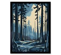 Artery8 Wall Art Print Taiga Boreal Forest Winter Landscape Art Framed in Black | Size: W12" x H16" Artery8 Black W12" x H16"