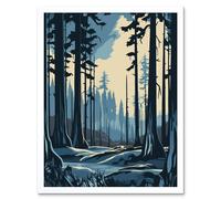 Artery8 Wall Art Print Taiga Boreal Forest Winter Landscape Art Framed in White | Size: W12" x H16" Artery8 White W12" x H16"
