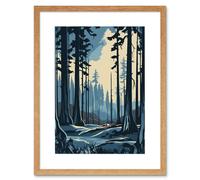 Artery8 Wall Art Print Taiga Boreal Forest Winter Landscape Artwork Framed 9X7 Inch in Beige | Size: W7" x H9" Artery8 Beige W7" x H9"