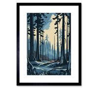 Artery8 Wall Art Print Taiga Boreal Forest Winter Landscape Artwork Framed 9X7 Inch in Black | Size: W7" x H9" Artery8 Black W7" x H9"
