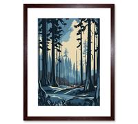 Artery8 Wall Art Print Taiga Boreal Forest Winter Landscape Artwork Framed 9X7 Inch in Brown | Size: W7" x H9" Artery8 Brown W7" x H9"