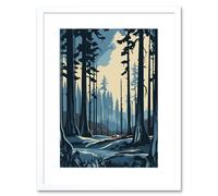 Artery8 Wall Art Print Taiga Boreal Forest Winter Landscape Artwork Framed 9X7 Inch in White | Size: W7" x H9" Artery8 White W7" x H9"