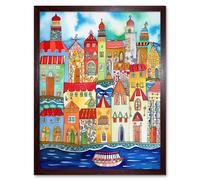 Artery8 Wall Art Print Tangier Morocco Folk Art Framed in Brown | Size: W12" x H16" Artery8 Brown W12" x H16"