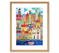 Artery8 Wall Art Print Tangier Morocco Folk Artwork Framed 9X7 Inch in Beige | Size: W7" x H9" Artery8 Beige W7" x H9"