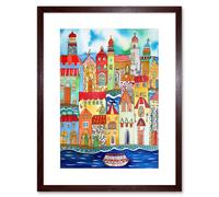 Artery8 Wall Art Print Tangier Morocco Folk Artwork Framed 9X7 Inch in Brown | Size: W7" x H9" Artery8 Brown W7" x H9"