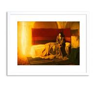 Artery8 Wall Art Print Tanner The Annunciation Painting Artwork Framed 9X7 Inch in White | Size: W7" x H9" Artery8 White W7" x H9"
