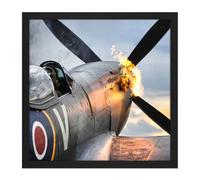 Artery8 Wall Art Print Taylor Military UK Spitfire TE311 Fighter Plane Photo Square Framed Picture 16X16 Inch in Black | Size: W16" x H16" Artery8 Black W16" x H16"