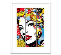 Artery8 Wall Art Print Teen Comic Book Style Vibrant Patterns Abstract Triptych Portrait Bedroom Artwork Framed 9X7 Inch in White | Size: W7" x H9" Artery8 White W7" x H9"