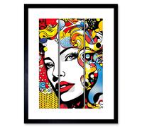 Artery8 Wall Art Print Teen Comic Book Style Vibrant Patterns Abstract Triptych Portrait Bedroom Artwork Framed 9X7 Inch in Black | Size: W7" x H9" Artery8 Black W7" x H9"