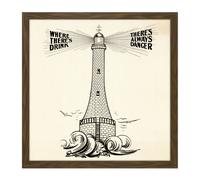 Artery8 Wall Art Print Temperance Movement Alcohol Warning Lighthouse Ad Square Framed Picture 16X16 Inch in Brown | Size: W16" x H16" Artery8 Brown W16" x H16"