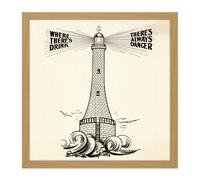Artery8 Wall Art Print Temperance Movement Alcohol Warning Lighthouse Ad Square Framed Picture 16X16 Inch in Light Oak | Size: W16" x H16" Artery8 Light Oak W16" x H16"