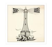 Artery8 Wall Art Print Temperance Movement Alcohol Warning Lighthouse Ad Square Framed Picture 16X16 Inch in White | Size: W16" x H16" Artery8 White W16" x H16"