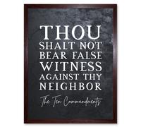 Artery8 Wall Art Print Ten Commandments Thou Shalt Not Bear False Witness Christian Bible Verse Quote Scripture Typography Art Framed Artery8 Brown W12" x H16"