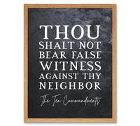 Artery8 Wall Art Print Ten Commandments Thou Shalt Not Bear False Witness Christian Bible Verse Quote Scripture Typography Art Framed Artery8 Light Oak W12" x H16"