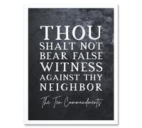 Artery8 Wall Art Print Ten Commandments Thou Shalt Not Bear False Witness Christian Bible Verse Quote Scripture Typography Art Framed Artery8 White W12" x H16"