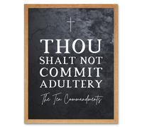 Artery8 Wall Art Print Ten Commandments Thou Shalt Not Commit Adultery Christian Bible Verse Quote Scripture Typography Art Framed Artery8 Light Oak W12" x H16"