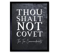 Artery8 Framed Wall Art Ten Commandments Thou Shalt Not Covet Christian Bible Verse Quote Scripture - 12X16 Inch