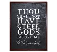 Artery8 Wall Art Print Ten Commandments Thou Shalt Not Have Other Gods Christian Bible Verse Quote Scripture Typography Art Framed Artery8 Brown W12" x H16"
