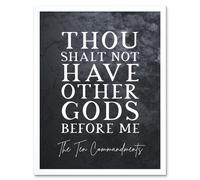Artery8 Wall Art Print Ten Commandments Thou Shalt Not Have Other Gods Christian Bible Verse Quote Scripture Typography Art Framed Artery8 White W12" x H16"