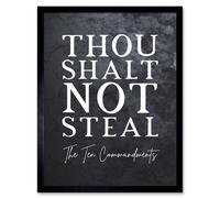 Artery8 Framed Wall Art Ten Commandments Thou Shalt Not Steal Christian Bible Verse Quote Scripture - 12X16 Inch