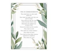 Artery8 The 10 Ten Commandments Green Exodus Jesus Christ Christian Bible Faith God Quote Revelations Flowers Artwork Unframed Wall Art Print Poster Home Decor Premium