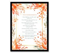 Artery8 Wall Art Print The 10 Ten Commandments Orange Exodus Faith Bible Quote Framed | Size: W12" x H16" Artery8 Orange W12" x H16"