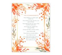 Artery8 The 10 Ten Commandments Orange Exodus Old Testament Jesus Christ Christian Bible Faith God Quote Revelations Flowers Artwork Unframed Wall Art Print Poster Home Decor Premium