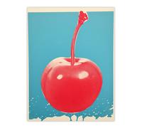 Artery8 Wall Art Print The Cherry Bomb Duotone Red Blue Marine Coral Block Colour Risograph Minimalist Kitchen Interior Decor Screen Poster Artery8 Multicolor W18" x H24"