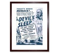 Artery8 Wall Art Print The Devils Sleep Bennies Phenos Drugs 1950's Blue Framed in Brown | Size: W7" x H9" Artery8 Brown W7" x H9"