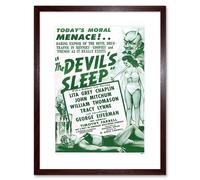 Artery8 Wall Art Print The Devils Sleep Bennies Phenos Drugs 1950's Green Framed in Brown | Size: W7" x H9" Artery8 Brown W7" x H9"