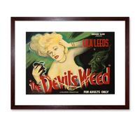 Artery8 Wall Art Print The Devils Weed Reefer Poster Art Black Framed 9x7 inch in Brown | Size: W7" x H9" Artery8 Brown W7" x H9"