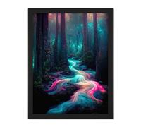 Artery8 Wall Art Print The Enchanted Forest Magical Fantasy River Large Framed Wall Décor Art in Brown | Size: W18" x H24" Artery8 Brown W18" x H24"