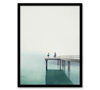 Artery8 Wall Art Print The End Of The Pier By Amy Denver Minimalist Soft Pastel Calm Minimalism Simple Modern Artwork Art Framed | Size: W12" x H16" Artery8 Blue W12" x H16"