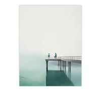 Artery8 Wall Art Print The End Of The Pier By Amy Denver Minimalist Soft Pastel Calm Minimalism Simple Modern Artwork Poster | Size: W12" x H16" Artery8 Blue W12" x H16"