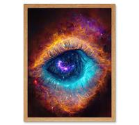 Artery8 Wall Art Print The Eye Of God Vibrant Luminescent Space Nebula All Seeing Art Framed in Light Oak | Size: W12" x H16" Artery8 Light Oak W12" x H16"