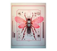 Artery8 Wall Art Print The Fly Spy Robot Hybrid Schematic Blue Futuristic Secret Complex Arcane Manuscript Gift For Him Man Cave Poster Artery8 Multicolor W12" x H16"