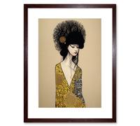 Artery8 Wall Art Print The Goddess in Gold Black Klimt Style Robe Artwork Framed 9X7 Inch in Brown | Size: W7" x H9" Artery8 Brown W7" x H9"