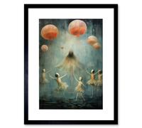 Artery8 Wall Art Print The Jellyfish Ballet Whimsical Surreal Underwater Dance Artwork Framed 9X7 Inch in Black | Size: W7" x H9" Artery8 Black W7" x H9"