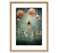 Artery8 Wall Art Print The Jellyfish Ballet Whimsical Surreal Underwater Dance Artwork Framed 9X7 Inch in Beige | Size: W7" x H9" Artery8 Beige W7" x H9"