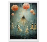 Artery8 The Jellyfish Ballet Whimsical Surreal Underwater Dance Artwork Framed Wall Art Print A4