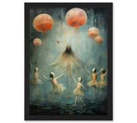 Artery8 The Jellyfish Ballet Whimsical Surreal Underwater Dance Artwork Framed Wall Art Print A4