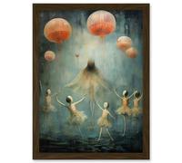 Artery8 The Jellyfish Ballet Whimsical Surreal Underwater Dance Artwork Framed Wall Art Print A4