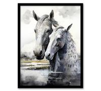 Artery8 The Kelpies Reimagined Watercolour Artwork Myth Legend Scotland Celtic Art Print Framed Poster Wall Decor 12x16 inch