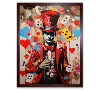 Artery8 Wall Art Print The King of Hearts Modern Magician Magical Artwork Playing Cards Art Framed in Brown | Size: W12" x H16" Artery8 Brown W12" x H16"