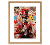 Artery8 Wall Art Print The King of Hearts Modern Magician Magical Artwork Playing Cards Artwork Framed 9X7 Inch in Beige | Size: W7" x H9" Artery8 Beige W7" x H9"