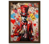 Artery8 The King of Hearts Modern Magician Magical Artwork Playing Cards Artwork Framed Wall Art Print A4