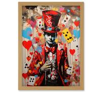 Wall Art Print The King of Hearts Modern Magician Magical Artwork Playing Cards Artwork Framed A4 Artery8 Light Oak A4
