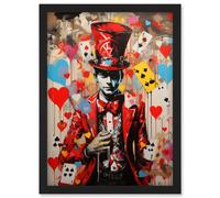 Artery8 The King of Hearts Modern Magician Magical Artwork Playing Cards Artwork Framed Wall Art Print A4